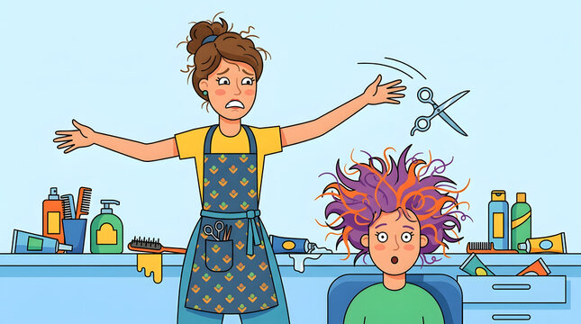 Work stress leads to a messy hair disaster in a salon