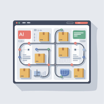 AI powered workflow automation process illustration with boxes and flo