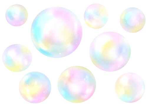ファンシーな虹色シャボン玉　サイズ色々セット
