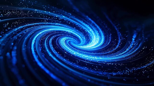 Blue spiral light pattern with glowing particles