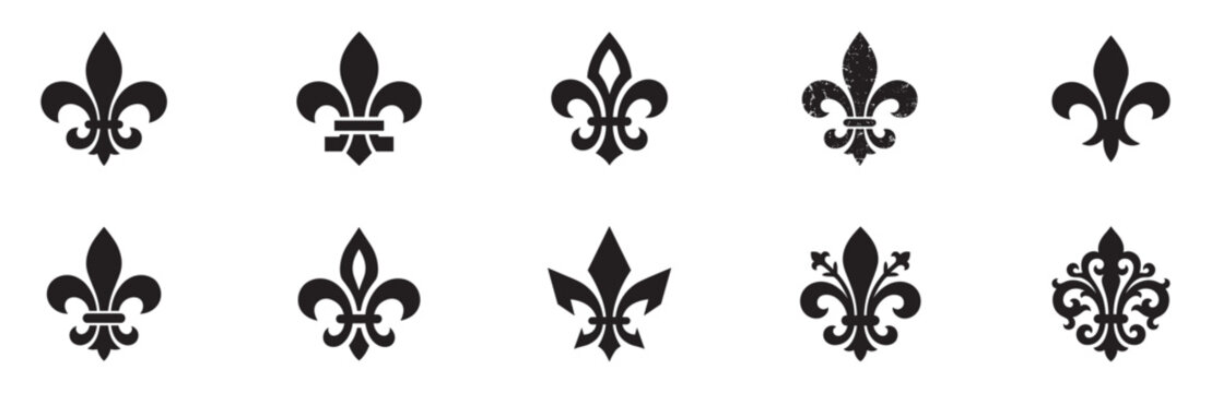 Fleur de lis icon set. Fleur de lis ornament icon design template. Vector Illustration. EPS 10