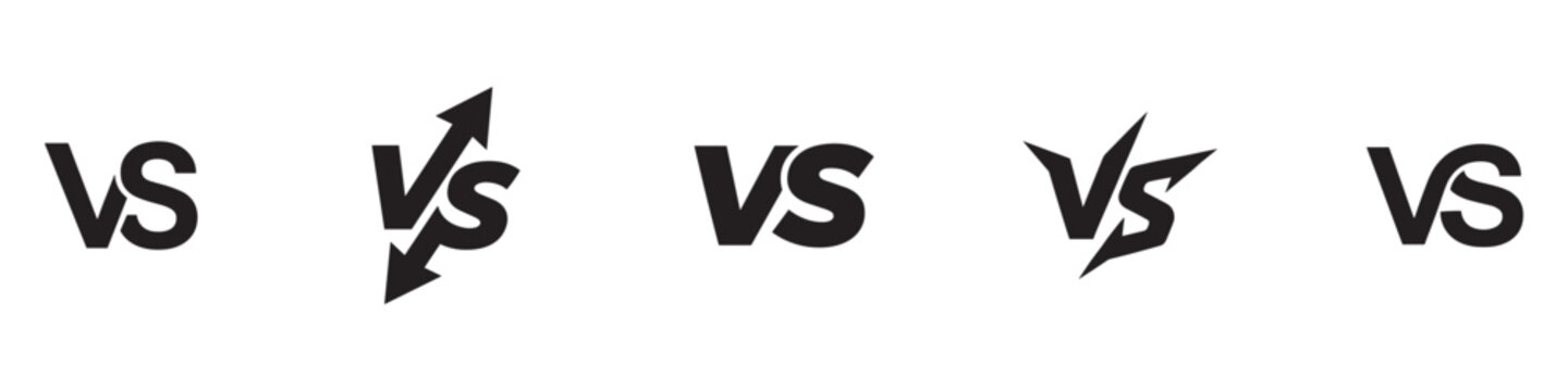 Versus icons set. VS letters set. Battle icons. Set of versus logo letters. VS or versus symbol design template for sports, fight, competition, battle, match, game.