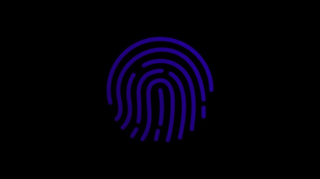blue fingerprint biometric scan animation security thumb identity