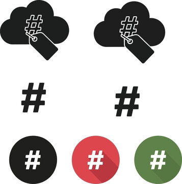 Hashtag Symbol on a Cloud with a Tag, Representing Social Media Topics and Data Organization