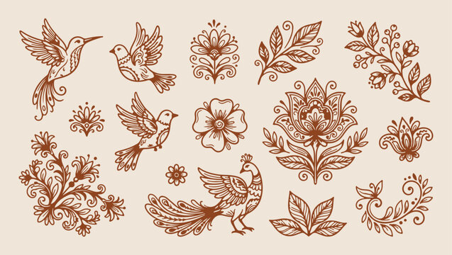floral botanical rose pattern, elegant garden plant background, hand drawn flower illustration, rustic botanical plant design, floral garden icon set, organic garden theme art, floral botanical graphi