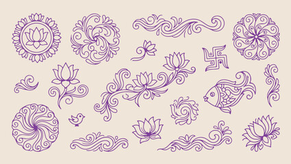 purple floral swirl pattern, decorative elegant wave background, seamless artistic swirl design, ornamental floral wave print, intricate swirl wallpaper, vintage floral wave illustration, ornate purpl © Geetaroy