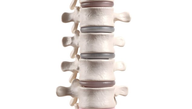 Medically accurate 3D lumbar spine render showing detailed L1 to S1 vertebrae