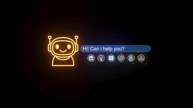 Chatbot offers assistance to users with a friendly greeting and service options displayed on the screen
