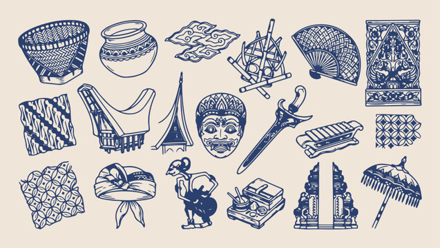 bali cultural heritage travel pattern, iconic traditional balinese architecture background, beautiful bali heritage art illustration, balinese cultural symbol travel print, sacred heritage sketch set,