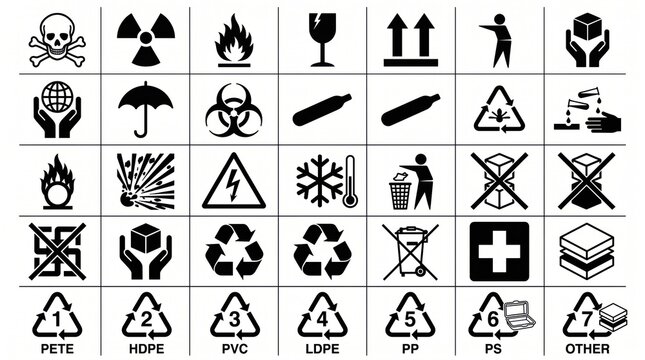 Collection of Hazard Warning and Safety Symbols