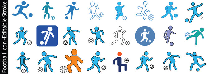 Set of football player icons in various styles Vector © Tayba