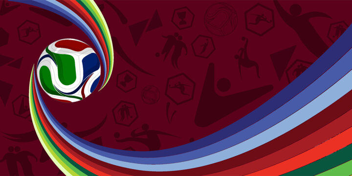 Soccer cup red background, football world championship 2026, vector illustration