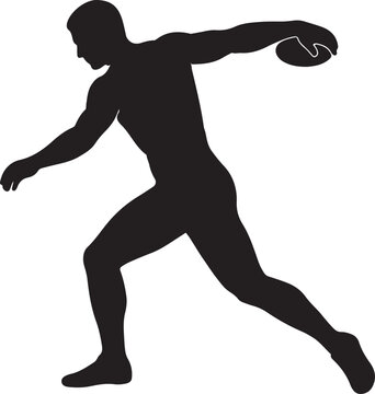 Silhouette of a man throwing a discus