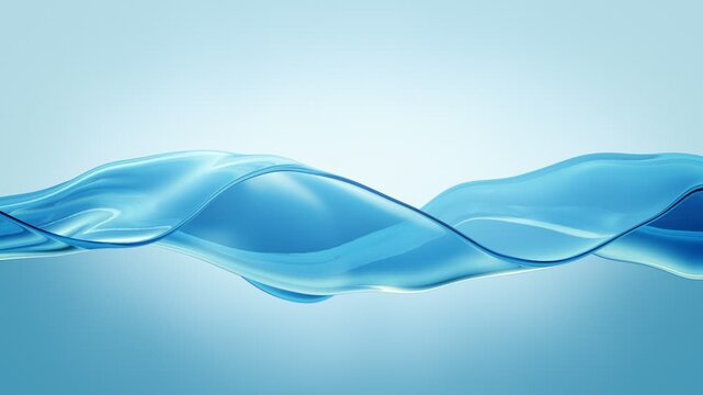 Abstract 3D rendering of clean blue water wave rising and filling the screen on a gradient background.