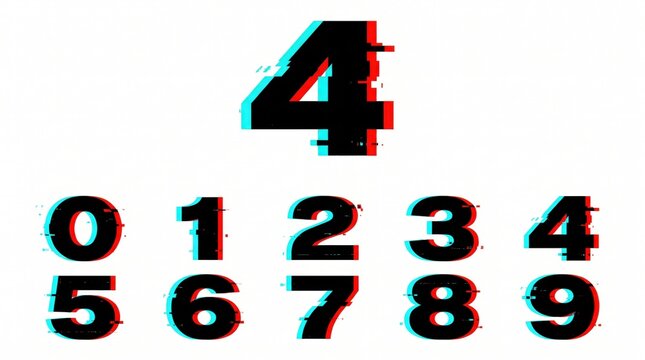 Glitchy numbers display with red and blue distortion