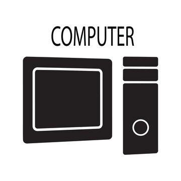 টাইটেল: Classic Desktop Computer Monitor and CPU Tower Silhouette Icon