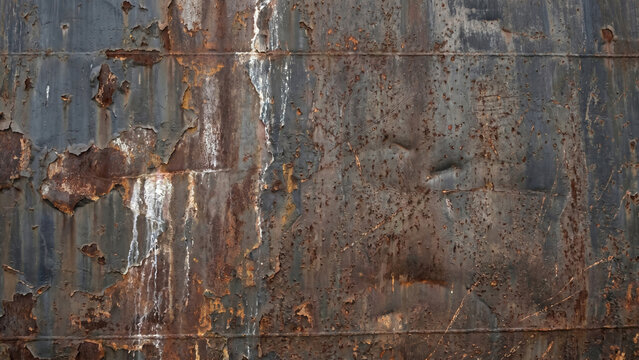 Dirty Ship Blue Gray Hull with Heavy Rusted Metal Texture