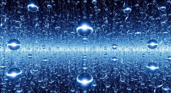 Water Droplets, Rainy Window, Blue Background, Wet Surface