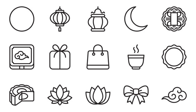 Lantern Silhouette Icon Set for UI Web App and Interface Design
