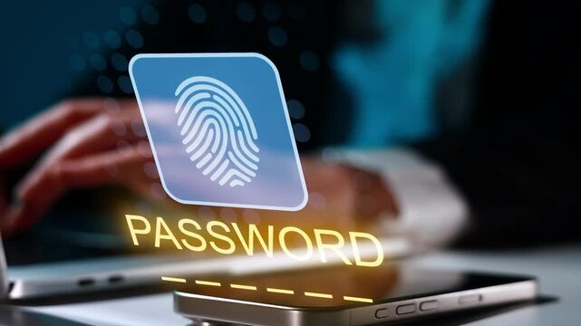 Use of fingerprint authentication to unlock device and protect password security in modern technology setup