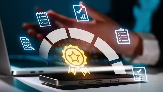 Digital certification tools and applications in a modern office setting during a work session