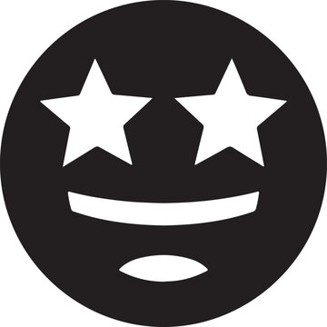 Starry eyed face silhouette happy expression with shining stars