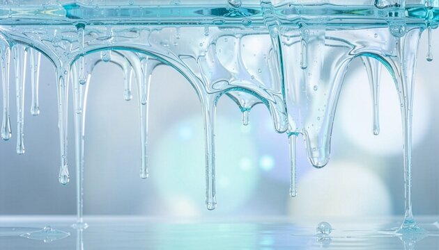 Clear blue translucent liquid gel dripping with bubbles clean background 気泡の入った透明な青い美容液ジェルが垂れるクリーンなテクスチャ背景 イラスト