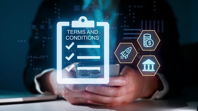 Understanding terms and conditions while using a smartphone in an office setting at night