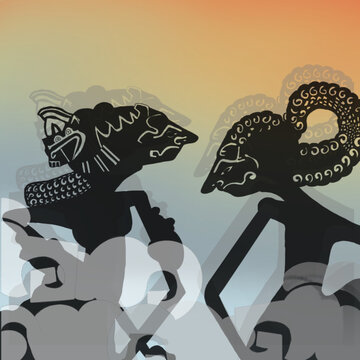 illustration of a silhouette of puppet or wayang
