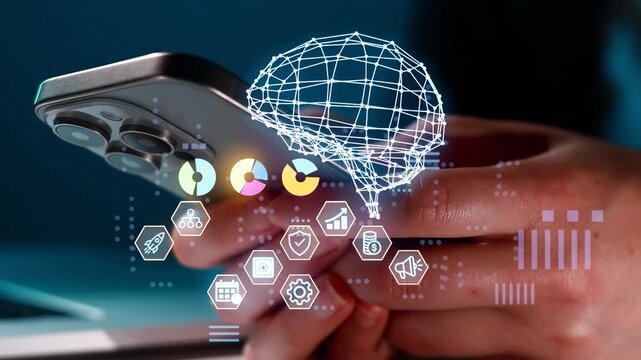 Digital technology connects people through smartphones in a modern setting