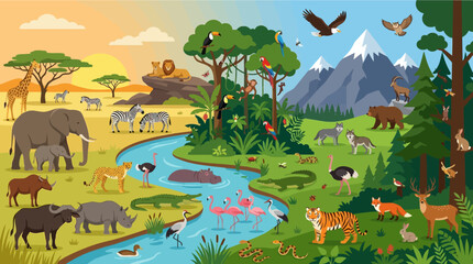 Wildlife animals in natural habitat. © nels