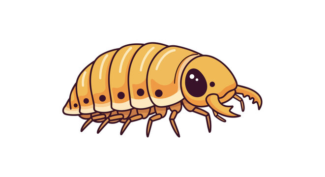 Cute woodlouse illustration featuring a friendly pill bug character isolated on a white background