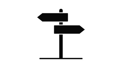Directional signpost with two arrows simple black silhouette sign pointer guide route © Juwel