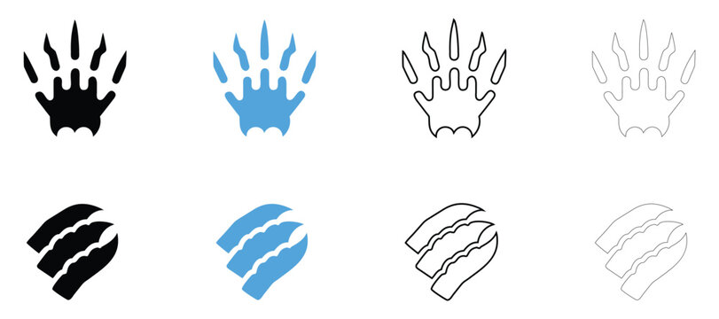Claw scratch mark icon vector, animal claws beast ripped marks vector, silhouette and line art illustration