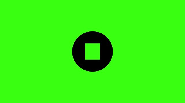 Minimalist Stop Button Click Animation On Green Screen