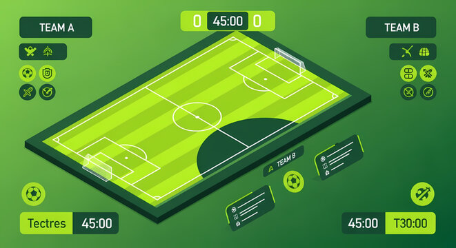 Isometric digital soccer game interface
