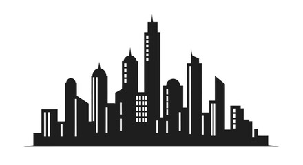 Fototapeta premium Black Silhouette Vector Illustration Isolated on White Background City skyline, urban landscape, black silhouette, cityscape, modern architecture isolated on White Background EPS Vactor