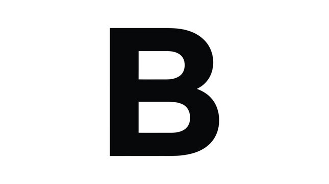 Letter b bold sans serif typeface black silhouette on white background alphabet
