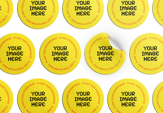 Round Sticker Mockup Isolated
