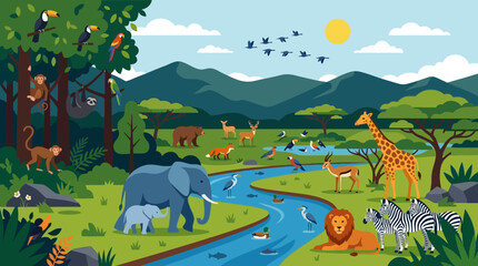 Wildlife animals in natural habitat. © myle