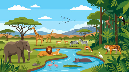 Wildlife animals in natural habitat. © myle