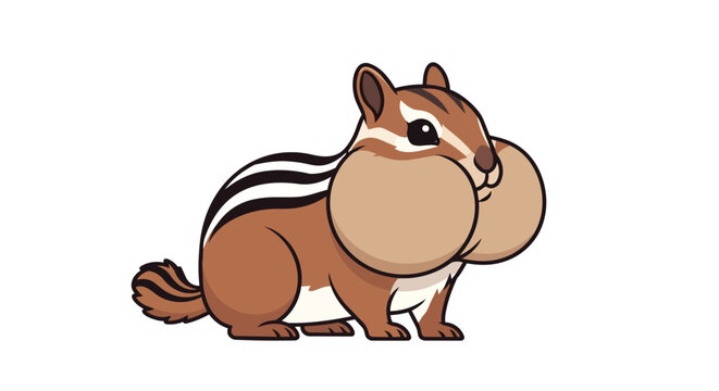 Cute chipmunk with full cheeks illustration isolated on white background