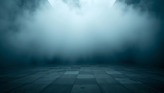Texture dark concrete floor with mist or fog