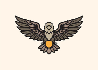 Fototapeta premium Eagle Spread Wings Logo Vector Fierce Bird Raptor Mascot Brand Design
