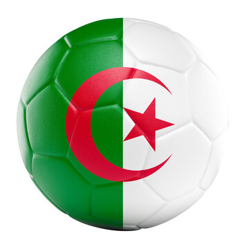 Algeria flag football soccer ball 3d transparent background