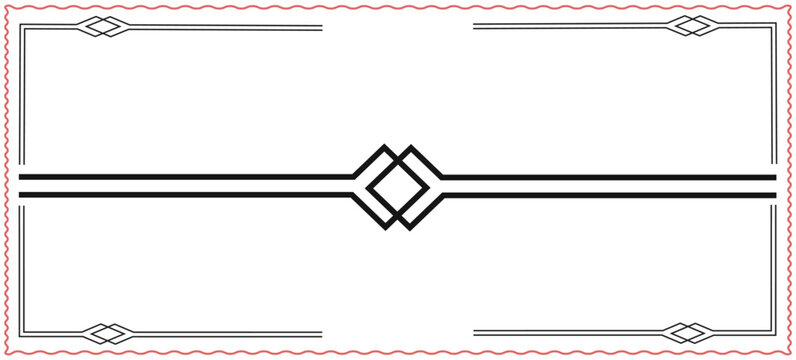 Elegant decorative horizontal border and frame elements with a central diamond shape and wavy outer edges illustration vector design