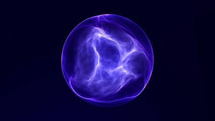 Glowing purple plasma energy sphere on dark futuristic background, electric inner waves, vivid nebula texture, and powerful digital orb depth. Premium science visual. © Vooper
