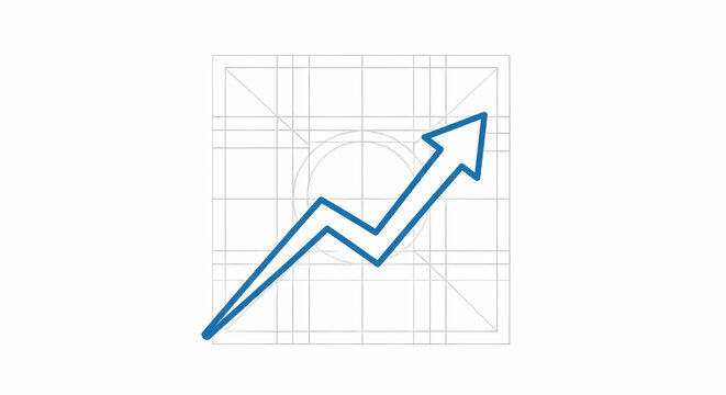 Linear growth arrow icon on grid background