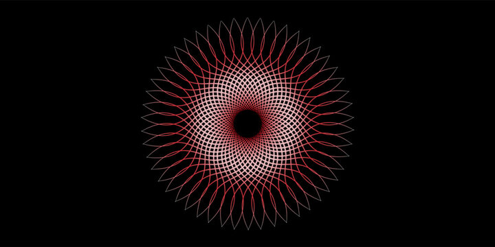 Red Geometric Mandala Pattern On Black Background &mdash; Abstract Spirograph Rosette Design
