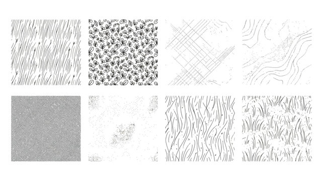 CAD Landscape Softscape Hatch Patterns and Architectural Ground Cover Swatches Set with Foliage and Grass Textures